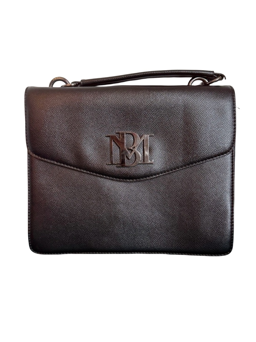 Badgley Mischka Black Faux Leather Satchel Top Handle Structured Handbag